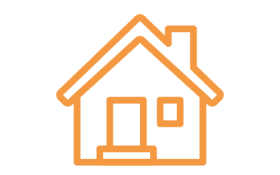 House with pointed roof and chimney